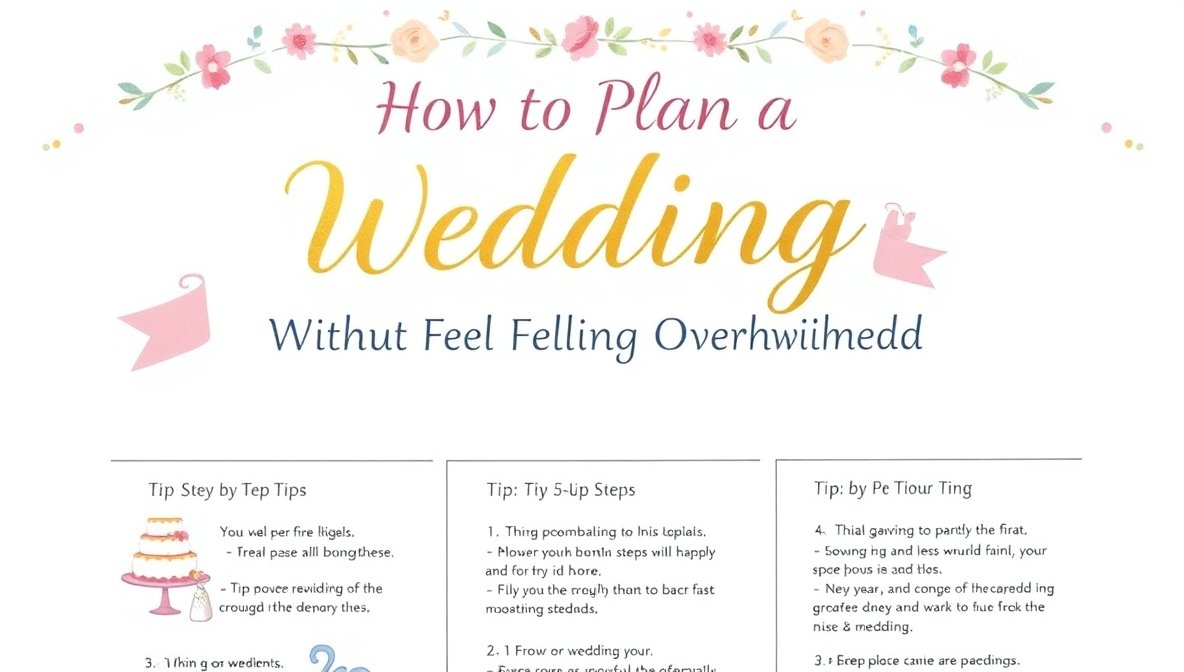 Poster and text on How to Plan a Wedding Without Feeling Overwhelmed